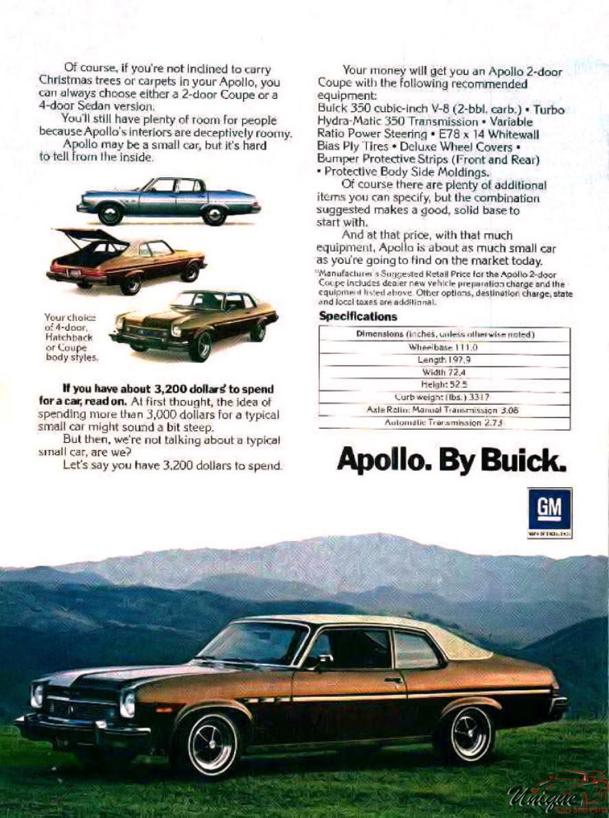 1973 Buick Apollo Folder Page 3